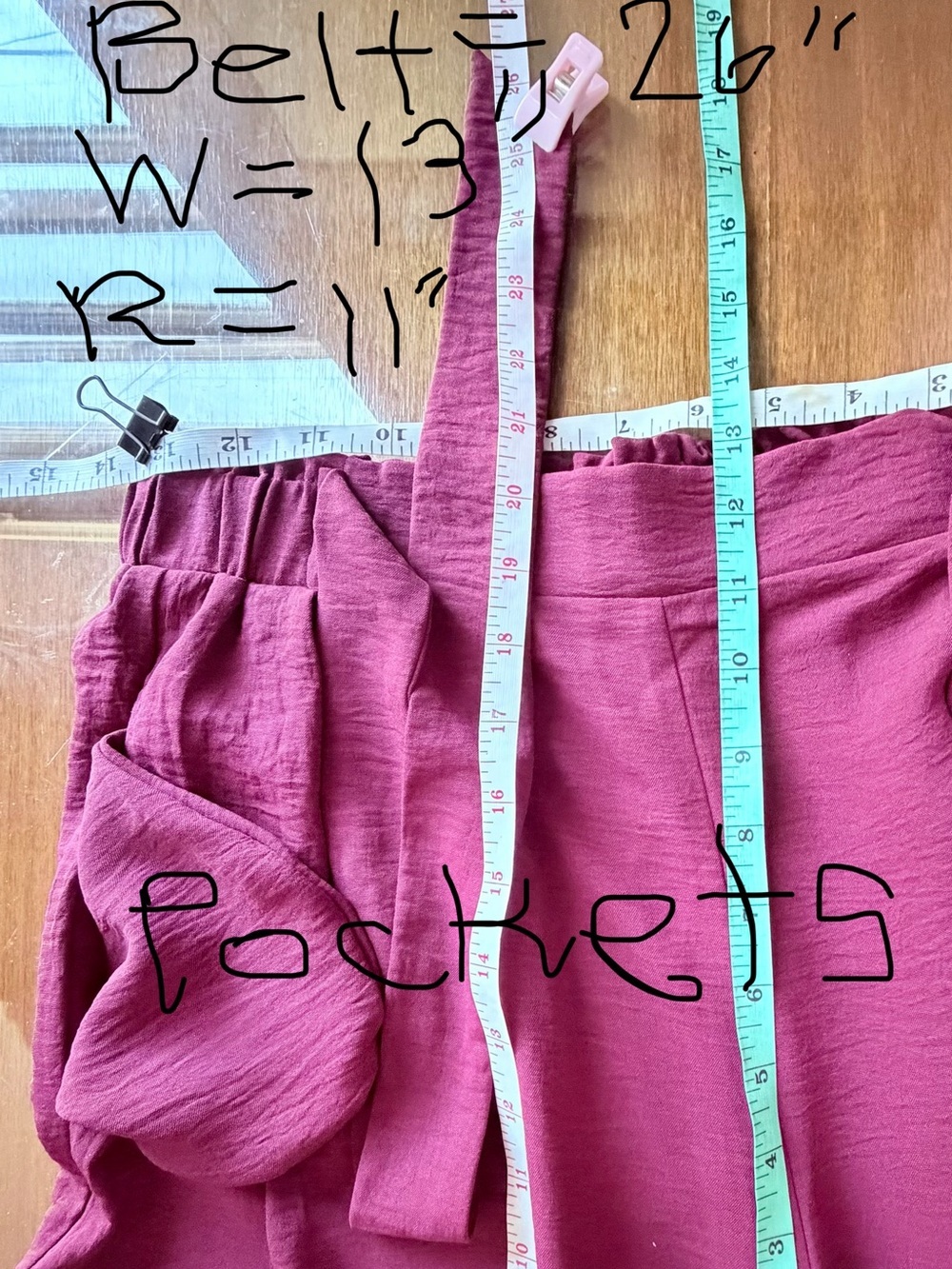Wide-Leg Tie-Waist Pants in Berry Fuchsia - Picture 8 of 11
